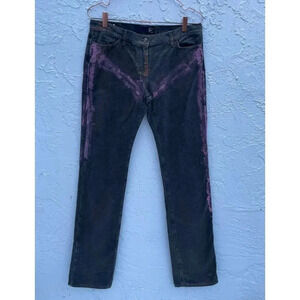 Just Cavalli Womens High Rise Straight Leg Painted Denim Jeans Black Sz M